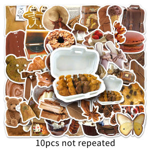 50PCS Ins Retro Brown Vintage Graffiti Cartoon Stickers Aesthetic Decal Wall Luggage Laptop Car Phone Sticker Kids Toy