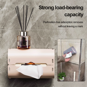 Household Adsorption Tissue Box Silicone NoPunch Tissue Box Bathroom Suction Cup Tissue Box