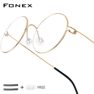 FONEX Titanium Morten Screwless Eyewear Men Brand Design Denmark Korean Round Eyeglasses Frame Women Ultralight Optical Glasses 98607
