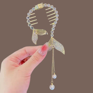 Ready Stock Camellia Pearl Tassel Ponytail Clips Rhinestone Korean Hair pins for Women Girl Dish Hair Accessories