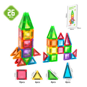 Romboss 3.75cm 26/40pcs Mini Magnetic Tiles Travel Set with Iron Box Educational Portable Magnet Toys for Toddlers Magnetic Construction Set