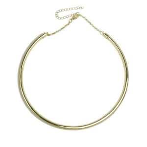 DOWNA Metal Collar Necklace Minimalist Waterproof Round Collar Neck Ring Fashion Silver Choker Jewelry For Women Men