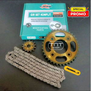 Gearset Girset gear gir set paket Vixion CBR Megapro Supra Jupiter R15 KLX gigi tarik rantai roda