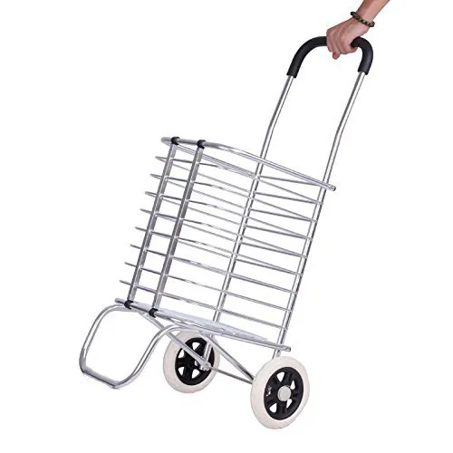 Shopping Cart Grocery Rolling Folding Basket on Wheels Foldable Utility  Trolley Compact Lightweight Collapsible Wheel