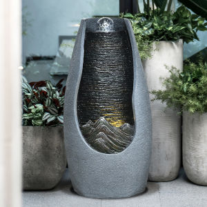 ainfall Cascading Rock Waterfall Fountain for Garden / Indoor Décor Relaxing Sound of Flowing Water Yellow LED