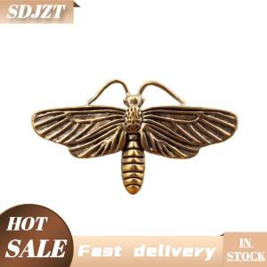 SDJZT 1 3pcs Brass Moth điêu khắc côn trùng bức tượng cho bàn trang trí nội thất cổ điển collecton nghiên cứu phòng & kệ sách trang trí