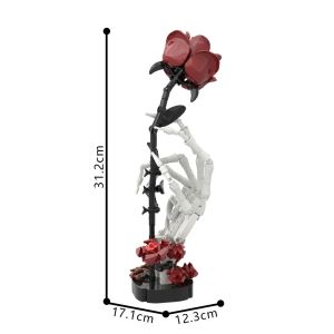 Gothic Skeleton Hand with Rose Building Block Forever Flower Macabre Valentines Dark Romance Art Aesthetic Desk Decor Gift