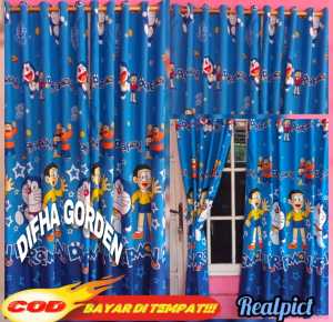 gorden jendela dan pintu motif karakter club bola murah barcelona real madrid chelsea manchester