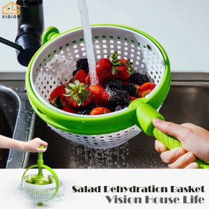 Vision Rotary Vegetable Salad Spinner Manual Fruit Vegetable Dehydrator Vegetable Colander Water Drain Basket Food Dehydrator
