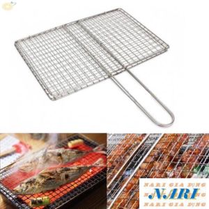Vỉ nướng inox Tiến Độ cao Cấp Inox 304 kẹp nướng thịt cá inox phên nướng inox 304 - gia dụng Nari