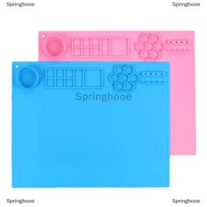 [COD] Springhooe แผ่นซิลิโคนเพ้นท์สี เสื่อซิลิโคนขนาดใหญ่ แผ่นศิลปะพร้อมถ้วย ทำความสะอาดได้ง่าย ปกป้องพื้นผิวได้อย่างสมบูรณ์แบบสำหรับสีสี