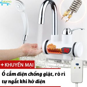 Máy làm nóng nước trực tiếp tại vòi có vòi rửa và vòi sen QWater RX-04 kèm đầu chống giật cao cấp an toàn điện