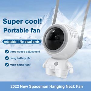 New Space Man Fan Hanging Neck Hand-held Mini Portable USB Small Electric Fan No Leafy Outdoor Camp Fan