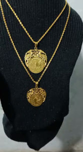 Kalung liontin koin lapis emas replika cantik mewah tidak gampang luntur