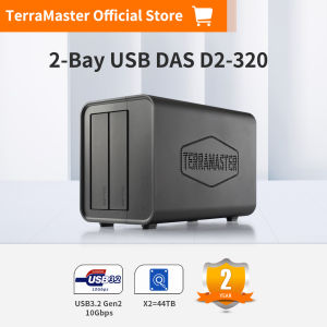 TERRAMASTER D2-320 USB RAID Enclosure – USB 3.2 Gen 2 10Gbps Type C 2Bay RAID Storage Supports RAID 0 1 Single JBOD US Plug (Diskless)
