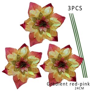 12pcs/set Large Christmas Flowers 7 Colors Christmas Tree Decorations Christmas Fake FlowersDIY JVL