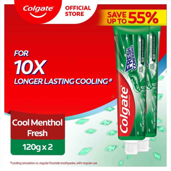 Colgate Fresh Confidence Anticavity Toothpaste with Cooling Crystals Cool Menthol 120g Twin Pack