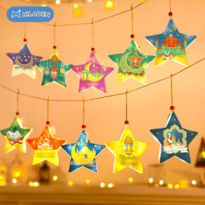 MLADEN Eid Decorative Lights Holiday Stars Moon LED Lights Ornament Eid Decorations Light Hanging Ornament for Living Room