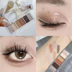 Dorisna ชุดตลับอายชาโดว์6สีแบบด้านและชิมเมอร์ชุดอายแชโดว์สีฟ้าน้ำตาลน้ำตาลน้ำตาลอายแชโดว์แต่งหน้ากันน้ำติดทนนาน