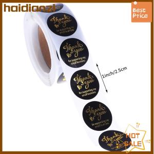haidianzi 500pcs Thank you sticker wedding decor seal hot stamping pink black round label