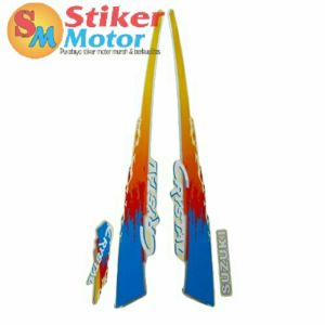 lis les striping stiker body motor suzuki crystal tune 1992 kuning biru