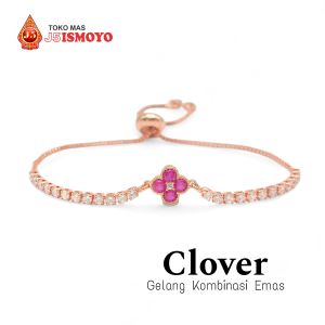 Gelang Tali Serut Kombinasi Emas Clover Stone J5 Ismoyo