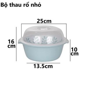 Bộ Thau Rổ Tròn Có Nắp Đậy Trong Nhựa VIỆT NHẬT - Rửa Rau Củ Quả Trộn Thực Phẩm