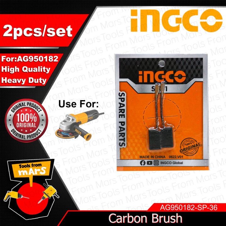 INGCO 2PCS/SET Carbon Brush for Angle Grinder Model Carbon Motor Carbon