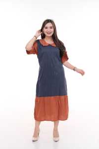 Baju daster kombinasi warna kain rayon motif polos