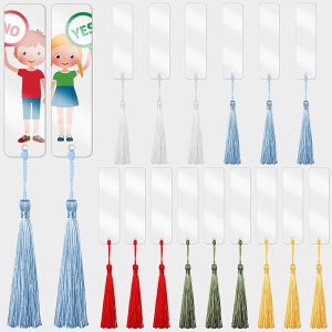 Blank acrylic bookmark square unfinished transparent blank colored tassel hanging party decoration30pcs/15pcs
