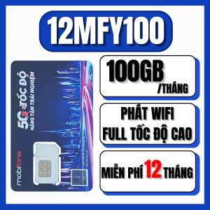 ( LỖI 1 ĐỔI 1 ) SIM 4G Mobifone Trọn Gói 12 Tháng KHÔNG CẦN NẠP TIỀN Có 100GB/Tháng Data Tốc Độ Cao 12MFY100 | FREESHIP - CHƯA KÍCH HOẠT