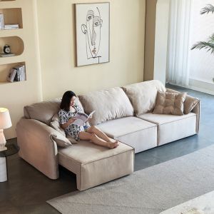 Sofa Living Room Fabric Sofa Bed Matte Cloth Function Electric Sofa