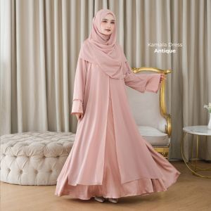 Zayra Hijab | Kamala Dress Gamis Set Pashmina Wanita Ukhti Syari Simpel Payet Babydoll Satin Kondangan Lebaran Jumbo Mewah Elegan Premium 2025