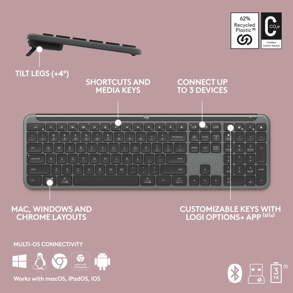 Logitech MK950 950 Signature Keyboard and Mouse Multi-device Combo