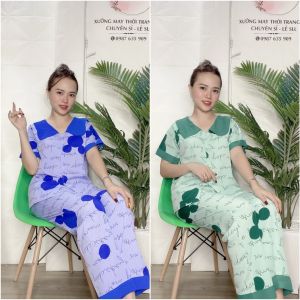 SET PIJAMA DÀI HOA TIẾT CHỮ KÝ HOT  CÓ SIZE - PJ09