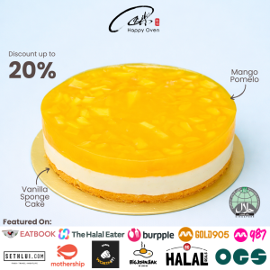 [HALAL CERTIFIED] Happy Oven Mango Pomelo Birthday Cake (500g-2kg). Low Fat! Low Sugar! Nice Packaging w Free Delivery! (Can Choose Delivery Date and Time!)
