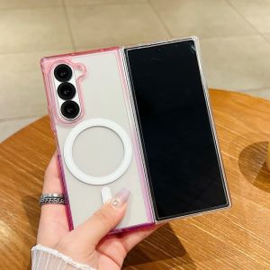 Suitable for Samsung Folding Z FOLD7 Foldable Transparent Case Z FLIP7/6 Gradient Color Block Magnetic Phone Case