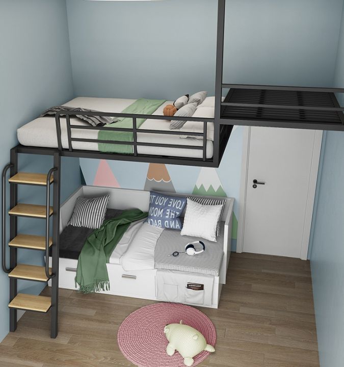 Apartment loft bed compound two-story elevated bed wrought iron