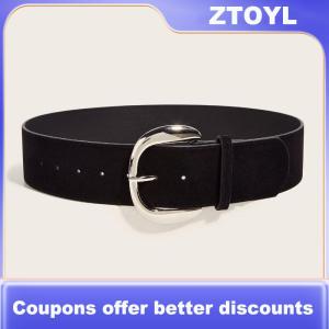 【ZTOYL】 Women Luxury Design Suede Leather Wide Belt Casual Versatile Business Waist Strap Trendy Pin Buckle Waistband
