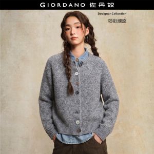 Giordano Women Silver thread raglan sleeve cardigan Free Shipping 18356917