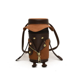 Cute Character Shaped Mini Crossbody Bag Faux Leather Bucket Shoulder Purse