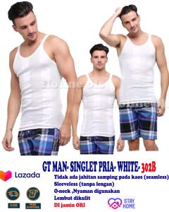Floline Ols - 1 Pcs Singlet Pria Premium GT-Man White -302B stay at home