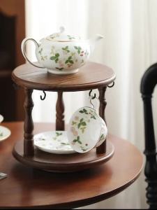 FFBH Multifunctional Solid Wood Restaurant Kitchen Storage Rack Retro Decorative Cup Holder Medieval Home Display Coffee Cup Rack B8T9H