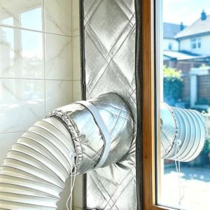 DIVATEN Oxford Fabric Portable AC Window Seal Silver Coated Waterproof Air Conditioner Window Seal Heat Insulation Window Insulation Panel Sliding Door