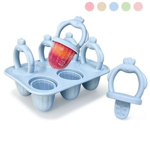 VMCTRD DIY Baby Teething Ice Cream Stick Mold 6 Cavity BPA-Free Ice Cream Mold Perfect Easy Clean Baby Food Storage Container Summer Kitchen