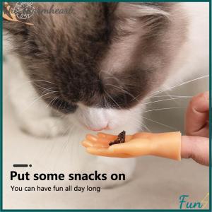 【The Warmheart】 1Set Cats Toy Cat Gesture Finger Cot Cat Finger Sleeve Mini Hand Model Silicone Gloves Pet Interaction Toy Cat Massage Tool