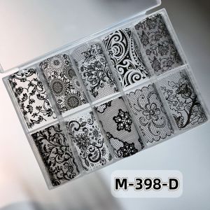 GOLDVAULT Lace Design Nail Foils Leopard Print Stripe Pattern Nail Stickers Fashion Sequin Effect Transfer Paper Manicure DIY