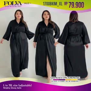 FOLVA Kimono panjang baju tidur wanita satin XL big size jumbo