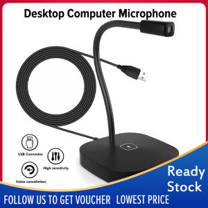 Desktop Computer Microphone USB Wired Microphone 360 Degrees Omnidirectional Condenser Mic Adjustable Neck with Mute Touch-Button Plug & Play for Computer PC Laptop Office Meeting Recording Games