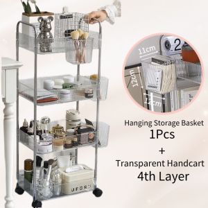 (Malay inventory)Multi purpose transparent cart Multi-layer Thin Storage Rack Wheeled Cart Movable Sorting Rack手推车